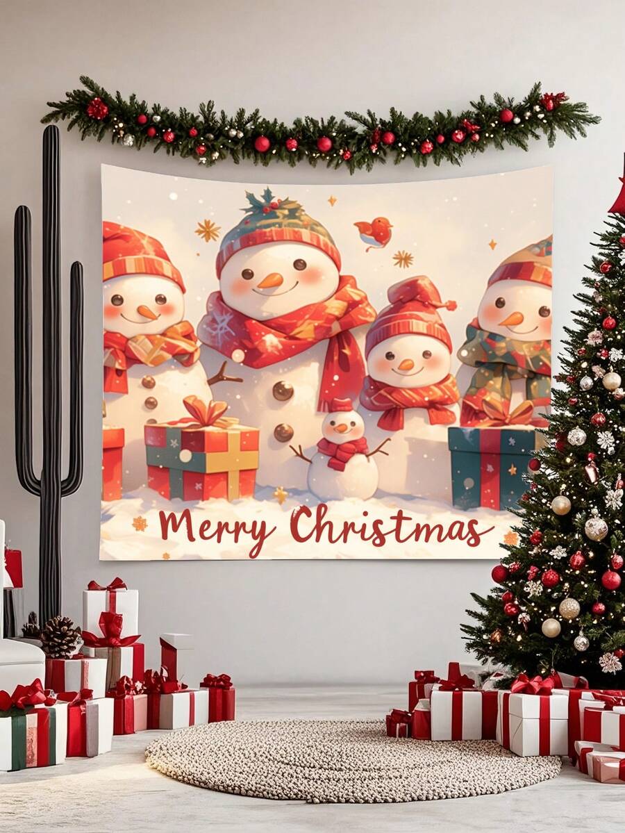 1pc Christmas Decorative Hanging Cloth, Christmas Element Printed, Digital Printing Technique Christmas Wall Decor, Multiple Sizes Available, Party Decoration, Gift, Living Room, Bedroom Decor, Ideal Holiday Gift, Home Decor, Room Decoration, With Accessories, Fabric Wall Decor, Room Flag, Tapestry, Wall Art, Home Decor, Room Decoration, Room Flag, Tapestry Wall Hanging