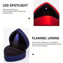 1 pièce Boîte à bijoux en forme de cœur à LED - Boîte cadeau parfaite pour la Saint-Valentin, multicolore avec support pour bague, boîte à bague de mariage