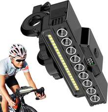 9 LED Ultra-Bright Bike Headlight With Horn: High/Low Beam, 21 SMD, Pedestrian Friendly,Type-C Rechargeable, 7 Lighting Modes, 4000mAh Portable Charger, Power Bank, 120dB Bell, Perfect For Mountain & Road Bikes, Night Riding, Best Gift For Men