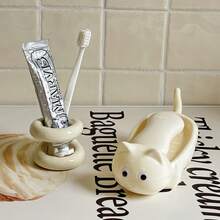 1PC Plastic Cute Cat Soap Dish, Self-Draining Bar Soap Holder For Shower, Decorative Soap Tray For Bathroom Sink Kitchen Counter, Easy Clean Soap Saver Tray