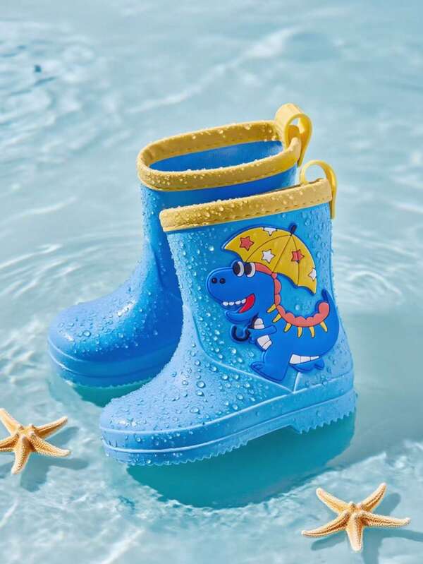 HAHABOBO New Mid-Calf Kids' Rain Boots - Popular Cute Cartoon Dinosaur Pattern Rubber Boots, Unisex Toddler Rain Boots For Boys & Girls, Waterproof, Ideal For Water Play, Stylish & Versatile, Lightweight & Soft, Suitable For Rainy Days, Outdoor Commuting, School & Walks; Perfect For Summer Autumn And All Seasons
