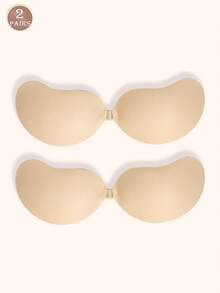 2/4PAIRS Plus Size Women's Invisible Adhesive Bra, Open Back Push-Up Bra, Reusable, Button Front Bra, Breast Augmentation - Breathable Skin-Friendly Cups, C-E Cups, Deep V Dress Open Back