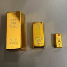 1 件迷你假金条创意金砖仿真空心金条电影道具新奇搞笑礼物装饰道具派对玩具 - 金色 - 查看 6