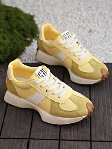 Women's Comfortable Lace-Up Sneakers - Lightweight Multifunctional Casual Shoes, Wear-Resistant Rubber Sole, All-Season