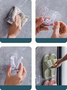 3 pezzi Appendiabiti adesivo senza foratura per ciabatte da bagno, colore casuale, adatto per doccia, bagno, toilette, supporto per ciabatte da drenaggio