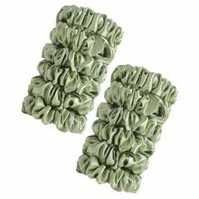 12/10/6pcs Versatile Satin Solid Color Sage Green Scrunchies Hair Accessories, Multi-Color, Simple & Lightweight, Suitable For All Seasons, Hair Ties, Scrunchy Hair Ties, Sport ,Head Piece - Sage Green - View 12