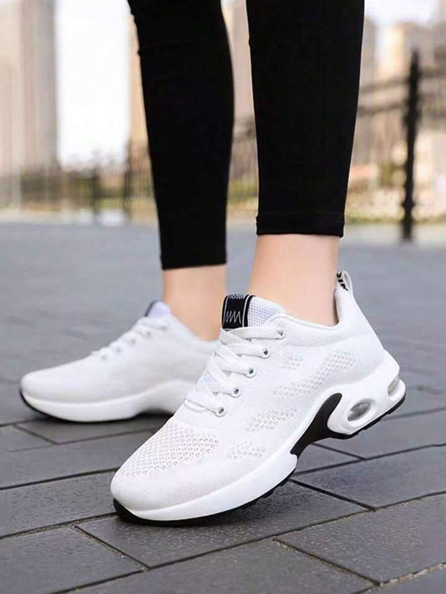 Unisex Height-Increasing Training Shoes - Breathable Fabric Low-Top Sneakers With EVA/PVC Grippy Soles For Walking, Hiking, Camping - All-Season Comfort & Durable Design (Black/Red/White), Hiking Boots, Outdoor Footwear, Flexible Footwear - 白色 - 查看 1