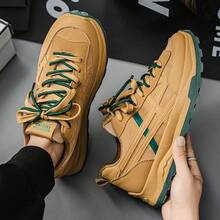 Men's Stylish Commuting Minimalist Sneakers, Thick Sole Casual Shoes - Brown - View 6