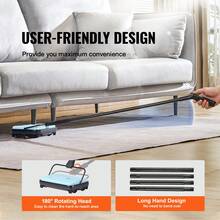 Carpet Sweeper Manual, Floor Sweeper With 300 Ml Dustbin Capacity Easy To Empty, 6.7 Inch Cleaning Width For Home Office Carpets Pet Hair Dust, Blue - Màu xanh lam - Xem 5