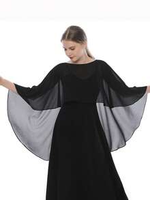 1 pièce Poncho de couleur unie pour femme, châle en mousseline de soie élégant pour femmes, châle léger et respirant pour protection solaire, convient comme châle de manteau du soir, mariage, danse, fête, cape, vêtements d'automne pour femmes toutes saisons - Multicolore - Voir 16