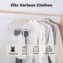 Ivory Velvet Hangers 50 Pack, Felt Covered Non Slip Fabric With Stackable Cascading Hook, Ultra Thin And Space Saving With 360 °   Swivel Neck, 15Lbs Capacity For Clothes, Suit, Shirt, Coat - 黑色 - 查看 7