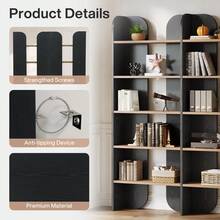 Tribesigns 5-Tier Farmhouse Bookshelf, 70.87-Inch Tall Double Wide Bookcase With Open Shelves, Vintage Floor Standing Book Shelf Display Storage Shelving Unit For Home Office Bedroom Study, Black - 黑色和棕色 - 查看 5