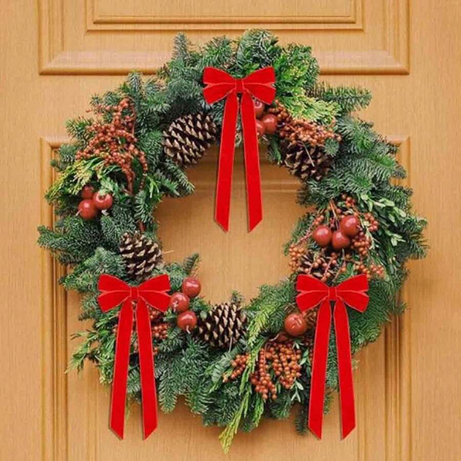 1 pieza Lazo de terciopelo rosa Decoración navideña para el hogar, adecuado para habitación, fiesta de cumpleaños, decoración de boda, decoraciones navideñas, decoración de habitación, invierno