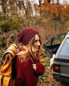Women Beanie Hat - Burgundy - View 5
