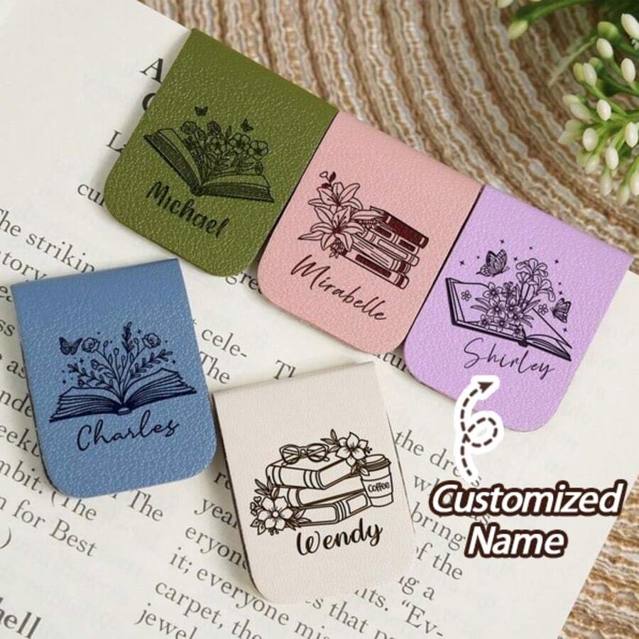 定制个性化磁性皮革书签,定制字母雕刻书签,定制书签礼品,送给爱书人和书虫的礼物 - 彩色 - 查看 1
