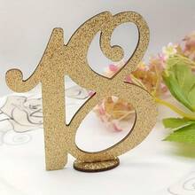 1 Stück Goldener Glitzer 18./30./40./50./60. Jahrestag Holzzahl Dekorationen, Veranstaltungs-Party Tischdekoration, Tisch-Mittelstücke, elegante Dekoration für Geburtstage und Jahrestage, geeignet für Jahrestags- und Geburtstagsfeier Dekoration, Hochzeitsdekoration