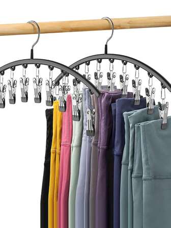 Legging Organizer For Closet, Metal Yoga Pants Hangers 1 Pack 10 Clips Holds 10 Leggings, Hangers Space Saving Hanging Closet Organizer Rubber Coated Closet Organizers And Storage, Black,Spring,Minimalist,Summer Tops