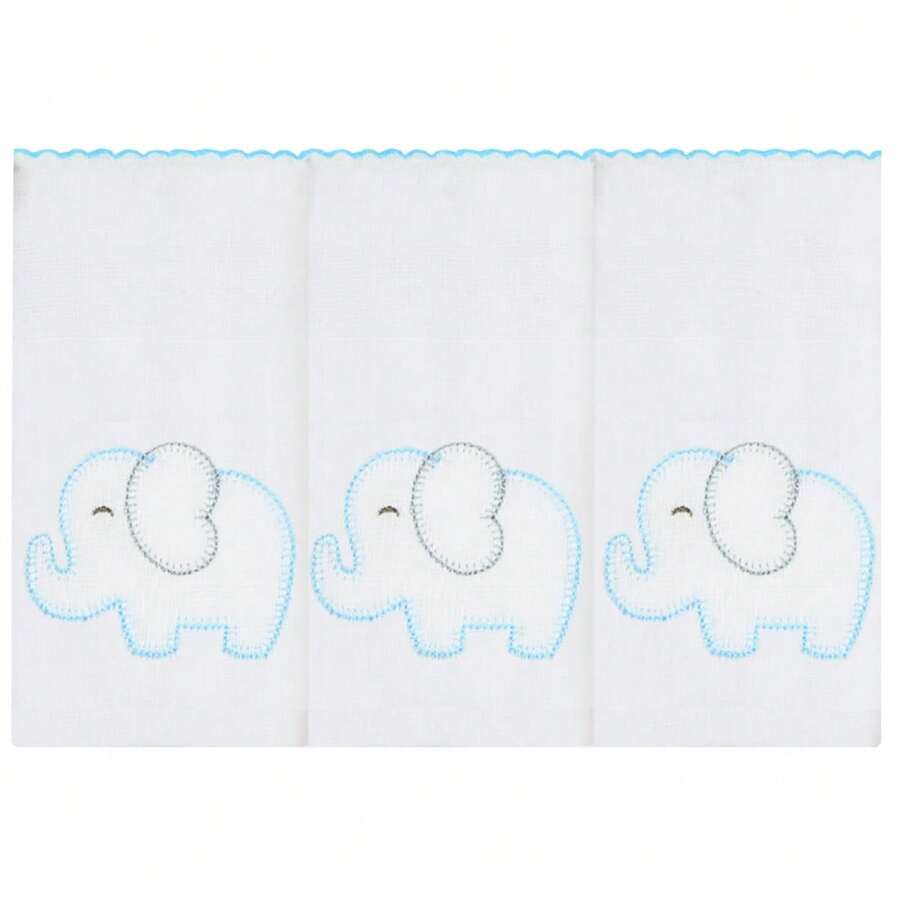 Soft 100% Cotton Double Embroidered Shoulder Diaper For Baby - 蒂法尼大象 - 查看 1