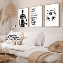 1/3pcs Custom Football Team Jersey With Digital Canvas Printing - Personalized Wall Art For Sports Fans, Perfect Gift For Boyfriend Or Lover, Modern/Classic Bedroom, Living Room, Home Office Decor - Unframed Vertical Poster For Indoor Use - Multicolor - View 8