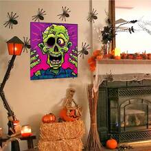 Pin The Eyeballs On Zombie Halloween Party Game Zombie Poster, Comes With 12 Eyeball Stickers, Can Be Used As Halloween Party Supplies Game, Party Game
