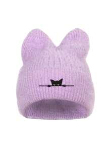 新款针织猫耳刺绣无檐帽，可爱温暖的滑雪帽，适合秋冬女士 - A - 查看 10