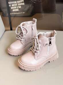 1 Pair New Fashionable Light-Colored Children/Kids Boots, Casual & Stylish Unisex Sneakers Suitable For Princess Dresses, Casual Wear, All Seasons