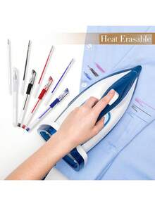 24pcs/Set 20 Mixed Color High Temperature Disappearing Fabric Marking Pens Refills With 4 Pen Holders, Heat Erasable Fabric Marker Pens For Sewing, Tailoring And Quilting (Random Red Pen Ink Color)