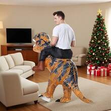 Disfraz inflable T-Rex adultos dinosaurio mujeres hombres fiesta divertida disfraz inflable dinosaurio decoración fiestas divertidas vestido disfraz personalizado Halloween accesorio esencial temporada otoño Halloween y fiestas temáticas. - Marrón - Ver 5