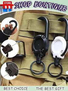 Llavero táctico con cremallera automática para exteriores, broche multifuncional con colgante, estuche retráctil de acero de 23.6 pulgadas, adecuado tanto para hombres como para mujeres, herramienta antirrobo multifuncional, portaplacas táctico, apto para actividades de camping, pesca, caza y golf.