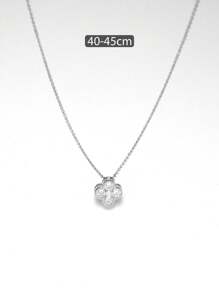 ELSEDES 1 Stück handgefertigte 925er Sterling Silber Kette mit vierblättrigem Kleeblatt Anhänger und funkelnden Edelsteinen, modisch und elegant, hochwertiger Schmuck geeignet für den täglichen Gebrauch, Partys und Jahrestags-Outfits von Frauen