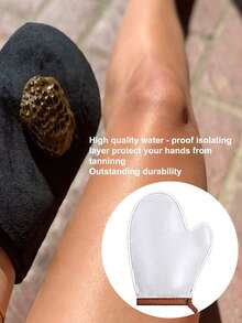 1pc Self-Tanning Glove, Unisex No Sunlight Tanning Glove With Thumb, Double-Sided Velvet Reusable Tanning Glove - Multicolor - View 3