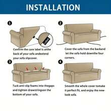 1pc Contemporary Stretch Sofa Slipcover Set – Elastic-Band Closure, Non-Slip T-Cushion Design – Machine Washable Milk Fiber Fabric – Polyester & Spandex Blend – Home & Office Furniture Protector,Home Decor,Sofa Slipcovers - Multicolor - View 7