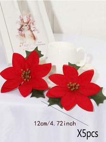 1/5pcs Christmas Flower Head Hanging Ornaments Simulated Poinsettia Decoration Home Wall Hanging Simulated Flowers Home Room Office Decor, Flower Arrangements Artificial Centerpiece, Outdoor Garden Yard Decor, Wedding Birthday Bridal Shower Decor Home Decor Christmas Decorations Room Decor