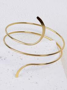 1 pieza Pulsera de brazalete abierto elegante con diseño de gota metálica líquida, adecuado para uso diario y de fiesta de las mujeres