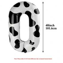 1pc 40-Inch Cow Print Foil Balloon, Large Size Decoration For Birthday, Anniversary, Party - Black and White - View 2