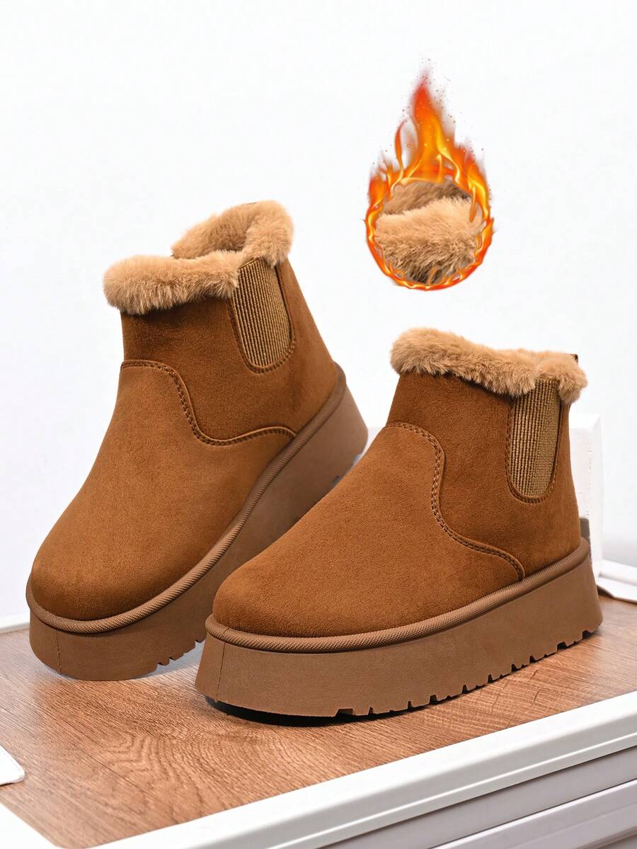 5cm Absatz Damen Outdoor Schneestiefel, wärmende Thermofütterung, rutschfeste Sohle, Winterstiefel für Frauen