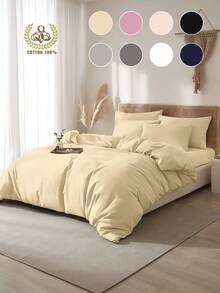 Bộ ga trải giường 2/3 món bằng cotton nguyên chất, 100% cotton, mềm mại và thoáng khí, thân thiện với da, chống xù lông, đồ dệt gia dụng thời trang, bao gồm vỏ chăn và vỏ gối, phù hợp với giường đơn, đôi, cỡ Queen, cỡ King, không bao gồm chăn bông, dùng được cả bốn mùa, nhiều màu sắc để lựa chọn, có thể giặt máy. - Nhiều màu - Xem 10