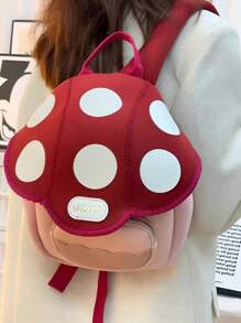 1pc Kids Cute Mushroom Backpack, Large Capacity Toddler Children School Bag