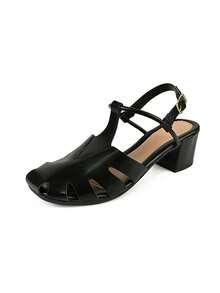 Low Block Heel Sandal, Closed Sandal With Buckle, Comfortable Fashion Ref. 31/10 - 黑色 - 查看 3