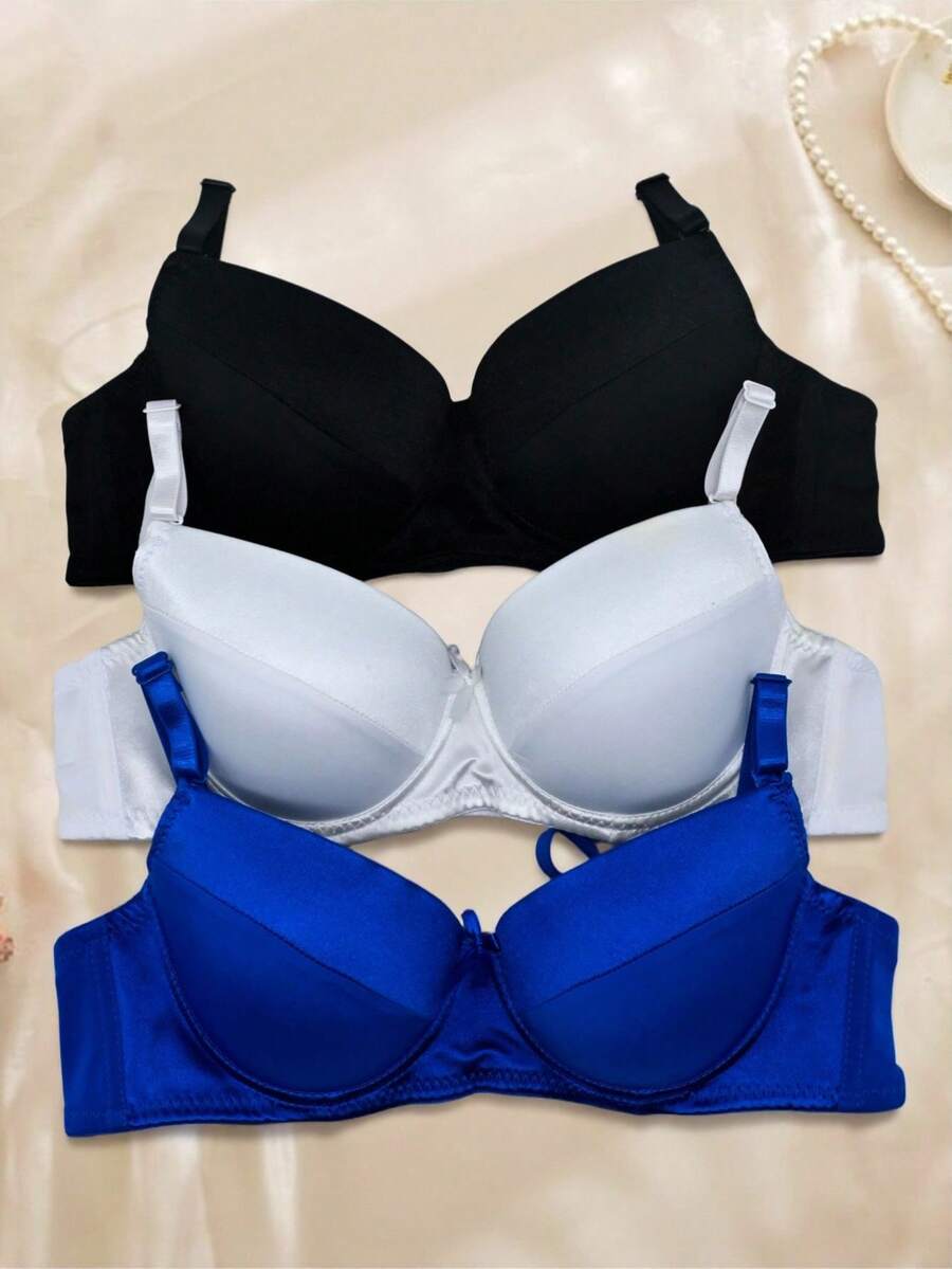 RITA SENSUAL Plain Bra (3 Pieces) - 白色 - 查看 1