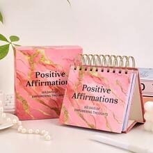 ICCEEMEE 365 Days Positive Affirmations Desk Calendar Pink 2025 Standing Flip Desktop Calendar With Inspirational Quotes Color Inner Pages For Decor Portable Punch Plan School Home Office Desk Decor Daily Planner