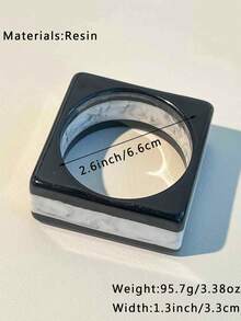 1件波西米亚风黑白树脂手镯，几何条纹宽C形块设计，质地光滑，适合度假、日常佩戴，四季皆宜（手工制作，尺寸误差3毫米/0.11英寸，轻微油渍属正常现象） - 彩色 - 查看 13