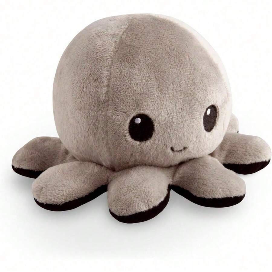 Original Reversible Octopus Pillow - Black + Orange - Adorable Sensory Fidget Animal To Show Your Mood - Perfect For Halloween! - 黑色+灰色 - 查看 1