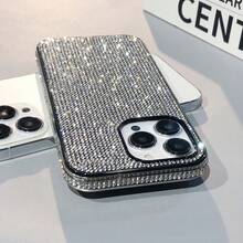 1个奢华全镶钻闪亮手机壳，兼容 17、16 Pro Max、15、14、13、12，带大摄像头开孔 - 銀色 - 查看 7