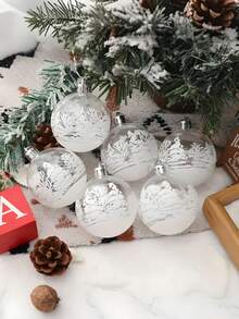 6 Stücke 6cm transparente Schneekugeln Anhänger für Weihnachtsbaum Dekoration, klare Christbaumkugeln zum Aufhängen, Weihnachten, Weihnachtsdekoration, Partydekoration, Fensterdekoration