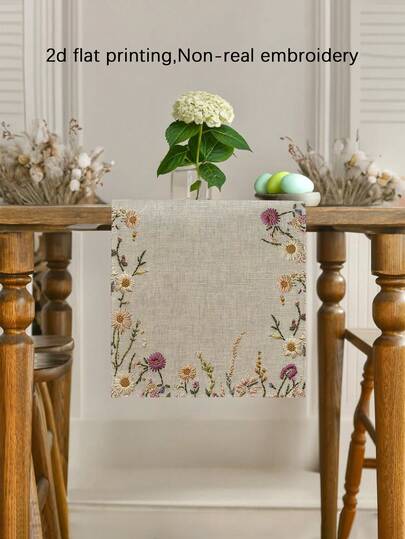 1 件彩色刺绣花卉桌旗，矩形桌布，可水洗，适合家庭聚餐、咖啡桌、耐用的厨房和餐厅装饰、派对和场景的餐桌装饰、家居装饰、厨房餐桌旗、户外露台餐桌装饰、壁炉架围巾