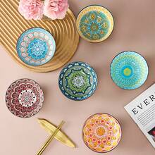 12 pièces Set de bols en céramique bohème, bols à céréales, bols à soupe, bols à salade, vaisselle de cuisine, set de bols colorés - pour céréales, soupe, avoine, crème glacée, salade, pâtes, collations, fruits etc., cadeau de pendaison de crémaillère, cadeau de fête, lave-vaisselle et micro-ondes