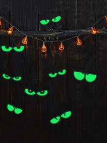 8 对夜光万圣节眼睛窗贴可移除夜光荧光窗贴万圣节墙贴适用于万圣节楼梯贴纸家居墙壁窗户装饰 - 彩色 - 查看 9