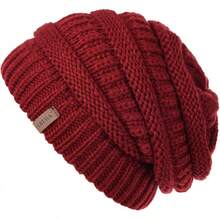 Women Beanie Hat - Burgundy - View 1