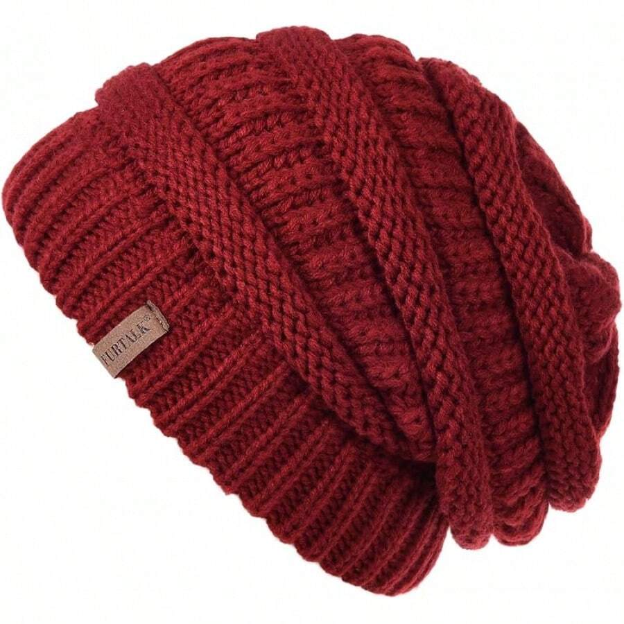Women Beanie Hat - Burgundy - View 1